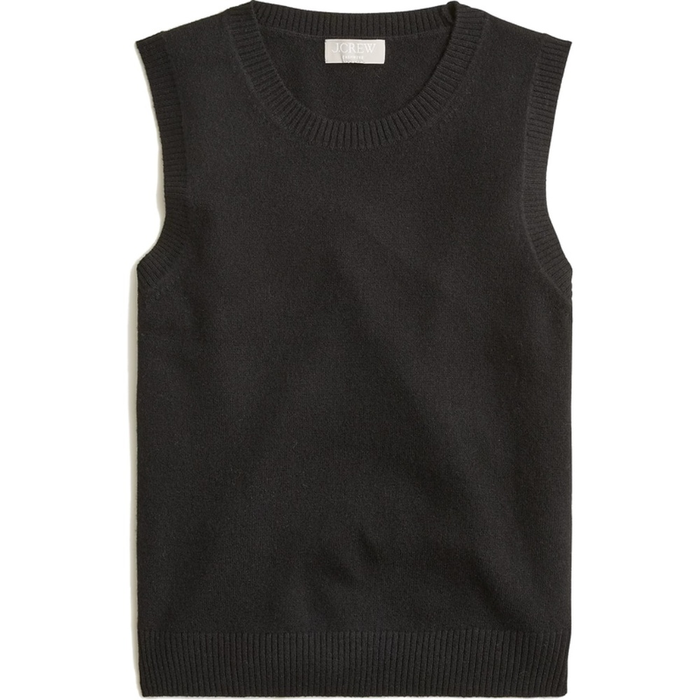 J. Crew Black 100% Cashmere Crewneck Sweater Shell ASO Meghan Markle